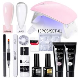 Kits UR SUGAR 15ml Extension Gel Set Kits Semi Permanent Acrylic Hard Gel White Clear Nude Gel Nail Polish Nail Art Construction Gel