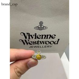 Viviane Westwood Ring Empress Dowager Xis High Quality Saturn Rotatable Glass Beads with Micro Set Zircon Ring Small and High End Elegant and Elegant Jewelry 209