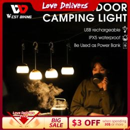 Tools WEST BIKING Camping Tent Light Hanging Camping Lanterns Portable USB Rechargeable Light Led Camp Lamp for Outdoor Emergency