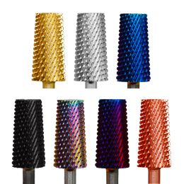 Bits NAILTOOLS 6.6 Large Trapezium Tapered Barrel Gold Silver Dark Purple Blue Rainbow Rose gold 5 Colour nail drill bits milling