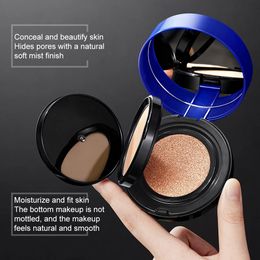 2 In 1 Double Layer Blue Air Cushion Makeup Pressed Powder Foundation Whitening BB CC Cream Long Lasting Oil Control Face Makeup 240410