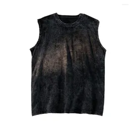 Men's Tank Tops Retro Style Men Vest Vintage Distressed Top For Streetwear Pullover With Loose Fit Round Neck Design