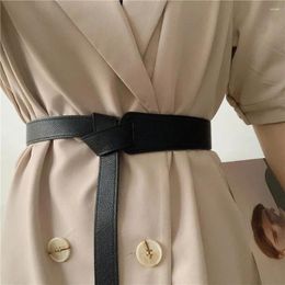 Belts Bow-tied Women Knotted Decoration Skirt Simple Wild Casual Dress Waistband Long Wide Red PU Leather Strap Jean Black