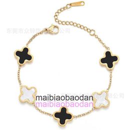 Designer 1to1 Bangle Luxury Jewellery Fanjia High Edition 18k leaf Grass Five flower Necklace Bracelet Colourful Gold Agate Fritillaria Tiktok Live Online