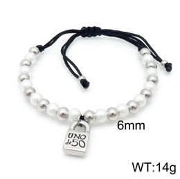 Fashion Women Men Silver Color Gold Stainless Steel Round Lock UNO de50 Weave Black Red Ball Bead Bracelet Jewelry 2104212298298