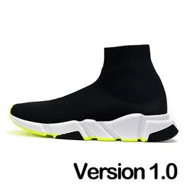 Designer sock shoes men women Graffiti White Black Red Beige Pink Clear Sole Lace-up Neon Yellow socks speed runner trainers flat platform sneakers casual 507733