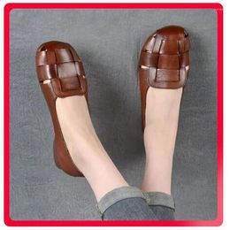 Casual Shoes 2024 Spring Women Breathable Platform Loafers Genuine Leather Flats Slip-On Mom Shoe Mujer Zapatos