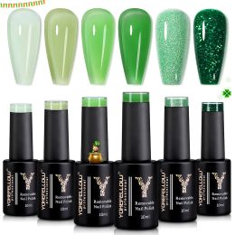 Kits YOKEFELLOW 6/pcs 10ml Nude Gel Polish Gray Green High Quality Translucent Green Natural Nail Gel Varnish Soak Off UV LED Gel