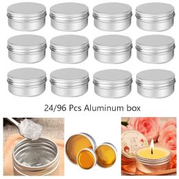 Bottles 24/96pcs 50ml Round Tin Cans Aluminum Candle Jars Empty Sample Refillable Bottles Tea Pot Metal Box Kosmetyki Voyage Accessoire