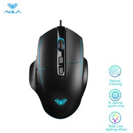 Mice Aula F812 Game Mouse Wired Usb Rgb Colour Lighting 4 Dpi 7200 Dpi for Pc Laptop Computer