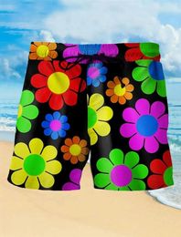 Men's Shorts Flower Floral Graphic 3D Printed Board Swim Trunks Drawstring Quick Dry Short Casual Holiday Hawaiian