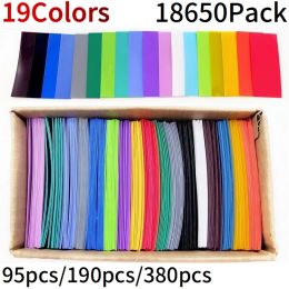 Mice 18650 Battery Film Tape Pvc Heat Shrink Tube Precut Shrinkable Sleeve 19color A Set Tubing Protect Pipe Cover for Batteries Wrap