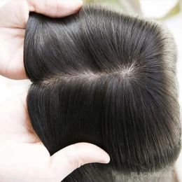 Toppers Natural Hairline Skin Base Human Hair Topper With 4 Clips In Silky Straight Virgin European Hair Toupee For Women