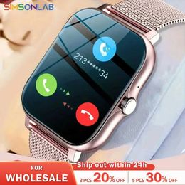 Wristwatches 2023 Smart Watch Android Phone 1.44 Inch Color Screen Bluetooth Call Blood Oxygen/Pressure Monitoring Smart Watch Women Men 240423