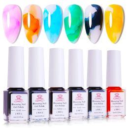 Gel Makartt Marble Nail Polish,Blooming Gel Nail Polish Color Changing Nail Polish Alcohol Nail Ink Watercolor Blossom Gel Polish