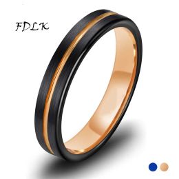 Bands Chic Jewellery 4mm 8mm Black Rose Gold Plated Stainless Steel Ring for Women Men Engagement Wedding Jewellery Cocktail Accessories