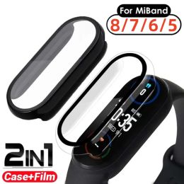 Devices 2in1 Screen Protector+Film For Xiaomi Mi Band 8 7 6 5 4 Smart Wristband Full Coverage PC Cover Shockproof Frame For Miband8 Case