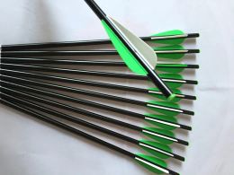 Arrow 12pcs 13" Aluminum Arrow Crossbow Arrow flat nock with 3" Plastic Vane Replaceable arrow tip for Outdoor Hunting Shooting