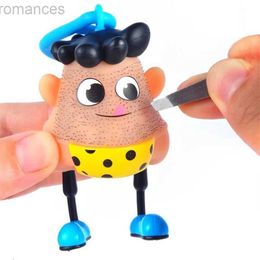 Decompression Toy Novelty Plucking Blackhead Fidget Toys Cartoon Pulling Hair Beard Skin Picking Keychain Pimple Anti Stress for Kids Adults Gifts d240424