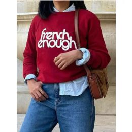 2024 Spring and Summer Elegant Red Pullover Raglan Sleeve Round Neck Women's Sweatshirt