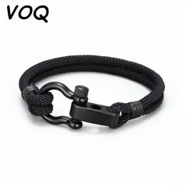 Strands VOQ Outdoor Rescue Action Survival Bracelet Stainless Steel Adjustable Buckle Braided Milan Rope Bracelets Handmade Jewellery Gift