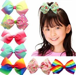 Accessori per capelli per bambini Costumi di stampa per bambini Clip per capelli Clip stampato Bows Girls Rainbow Aube Bows Gifts intero