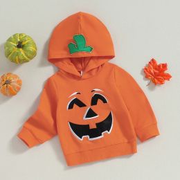 Sweatshirts Cute Baby Hoodie Fall Long Sleeve Hooded Kids Girls Boys Clothes Smile Face Sweatshirt Pullovers Halloween Clothes for Toddler