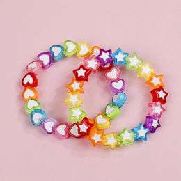Strands Makersland Cute Heart Star Beads Bracelet For Children Princess Hand Jewellery Charms Accessories Bracelet For Girls 2022 New