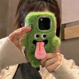 Case Phone Cute and Fun Magnet Tongue Fur Couple Set in Korea iPhone 15 14 13 12 Pro Max 11 Creative Fluffy Plush Shockproof Soft Cover 231104 2AAA