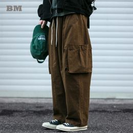 Men's Pants Japanese High Quality Baggy For Men Clothing Korean Streetwear Straight-Leg Trousers Harajuku Casual Cargo Male