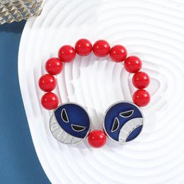 Strand Anime One Piece Portgas D Ace Red Beads Face Bracelet Fashion Jewelry Accessories Cosplay Party Gifts