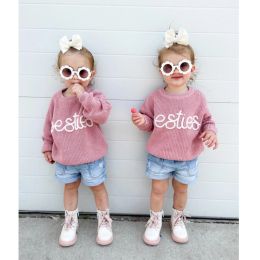 Sweaters FOCUSNORM 5 Colours Autumn Winter Toddler Baby Girls Knit Sweater Long Sleeve Letter Embroidery Pullover Knitwear Outwear 024M
