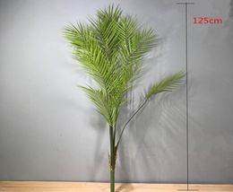 125cm13 Fork Artificial Large Rare Palm Tree Green Lifelike Tropical Plants Indoor Plastic Large Potted Home el Office Decor C04831462