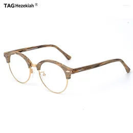 Sunglasses Frames TAG Hezekiah Glasses Frame Men Women T4246 Eyeglasses Optical Myopia Reading Prescription Acetate Imitation Wood Grain
