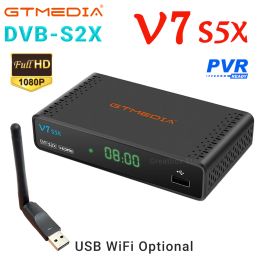 Receivers V7 S5X GTmedia V7S5X Support DVBS/S2/S2X H.265 AVS+ Auto Roll Full PowerVu Unicable USB Wifi Youporn Set Top Box