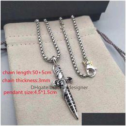 Pendant Necklaces Mens Necklace Dy Jewlery Sier Retro Cross Vintage Luxury Jewelry Chains For Men Designer Birthday Man Boys Party Chr Otam6