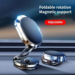 2024 Metal Magnetic Car Phone Stand Cell GPS Folding Support For iPhone 13 Max Adjustable Bracket 360 Magnet Mobile Dashboard Holderfor Metal Magnetic GPS Holder