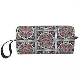 Storage Bags Travel Tafzimth Kabyle Fibula Toiletry Bag Portable Geometric Ethnic Berber Cosmetic Makeup For Beauty Dopp Kit Case