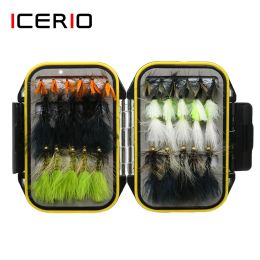 Accessories ICERIO 32PCS Fly Fishing Flies Woolly Bugger Streamer Wet Fly Trout Fishing Lure Box Tackle