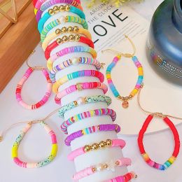 Strands 6mm Multicolor Heishi Bracelets for Women Polymer Clay Surf Bracelet Wholesale Stacking Pulseras Summer Jewellery