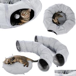 Small Animal Supplies Tunnels Cat Tunnel Round Training Toy Foldable Nest Crossing Bed Interesting Play Tube For Animals Grey Funny Dr Otetu