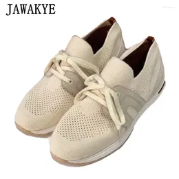 Casual Shoes Women Knitting Vulcanize Comfort Elastic Lace Up Sneakers Breathable Tennis Trainers Brand Summer Autumn Walk