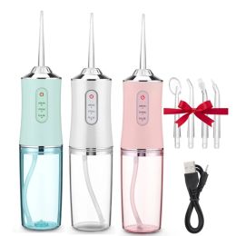 Irrigators Oral Irrigator kit Portable Dental Water Flosser USB Rechargeable Water Jet Floss Tooth Pick 4 Tip 220ml 3 Modes IPX7 1400rpm