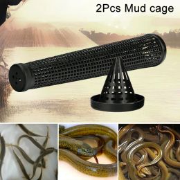 Accessories 2pcs Black Fish Net Cage Fishnet Finless Eel Loach Trap Fishing Pot Durable Plastic Container Mud Cage Container Fishing Traps