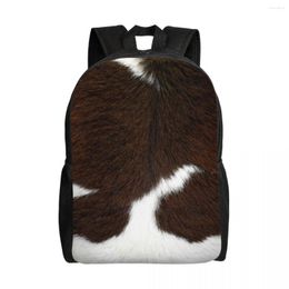 Backpack Cow Fur Cowhide Texture Backpacks For Men Women Waterproof School College Animal Skin Leather Bag Printing Bookbag