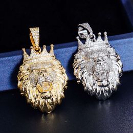 Fashion Lion Design Lucky Sterling Sier Hip Hop Necklace Small Size Mossanite Chain And Pendant