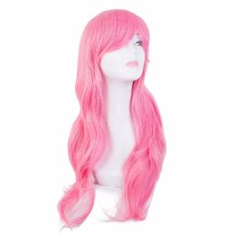 Wigs Pink Wig FeiShow Synthetic Heat Resistant Fiber Long Curly Hair Women Perruque Cartoon Role Costume Cosplay Party Hairpiece
