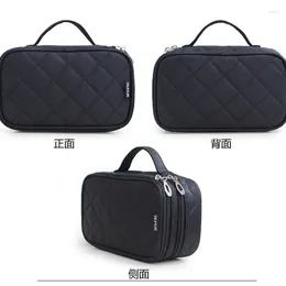 Cosmetic Bags Quilting Double Layer Travel Makeup Bag Portable Large Toiletry For Women With Handle