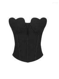 Women's Tanks 2024 Summer Women Black Bandage Strapless Corset Crop Top Sweatheart Bust High Street Evening Club Party Sleeveless Tops