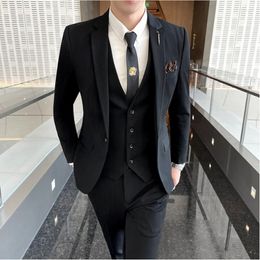 Men's Suits High Quality S-5XL (suit Vest Trousers) British Style Fashion Business Work Party Wedding Slim Suit Three-piece